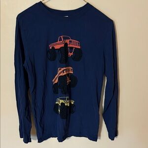 Hanna Andersson Long Sleeve Shirt with Monster Trucks - Navy 12